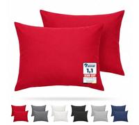 Komfortec - Set di 2 Federe per Cuscino 40x60-100% Microfibra, Morbida e Traspirante, con Cerniera - Lavabile e Facile da Pulire - Rosso