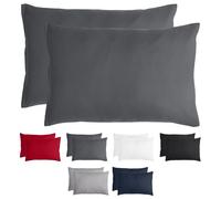 Komfortec - Set di 2 Federe per Cuscino 40x60-100% Microfibra, Morbida e Traspirante, con Cerniera - Lavabile e Facile da Pulire - Antracite