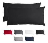 Komfortec - Set di 2 Federe per Cuscino 40x80-100% Microfibra, Morbida e Traspirante, con Cerniera - Lavabile e Facile da Pulire - Nero