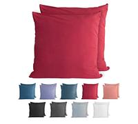 Komfortec Set di 2 federe per cuscino in 100% cotone, 40 x 40 cm, super morbide, 150 g/m², colore: rosso aurora