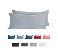 Komfortec Set di 2 federe per cuscino in 100% cotone, 40 x 80 cm, super morbide, 150 g/m², colore grigio
