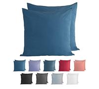 Komfortec Set di 2 federe per cuscino in 100% cotone, 80 x 80 cm, super morbide, 150 g/m², colore: blu marino intenso