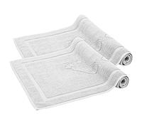 Komfortec Set di 2 tappetini da bagno in spugna, lavabili, 800 g/m² e 100% cotone, assorbenti e ad asciugatura rapida, 50 x 80 cm, Bianca