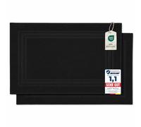 Komfortec - Set di 2 Tappetini da Bagno, Tappetini in Spugna per Doccia, Lavabili, Assorbenti e a Rapida Asciugatura - 600 g/m², 100% Cotone, 50x70 cm, Nero
