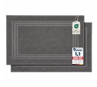 Komfortec - Set di 2 Tappetini da Bagno, Tappetini in Spugna per Doccia, Lavabili, Assorbenti e a Rapida Asciugatura - 600 g/m², 100% Cotone, 50x70 cm, Antracite