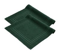 Komfortec - Set di 2 Tappetini da Bagno, Tappetini in Spugna per Doccia, Lavabili, Assorbenti e a Rapida Asciugatura - 600 g/m², 100% Cotone, 50x70 cm, Verde Scuro