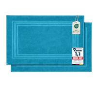Komfortec Set di 2 tappetini da bagno, in spugna, lavabile, 600 g/m² e 100% cotone, assorbenti e ad asciugatura rapida, 50 x 70 cm, Turchese