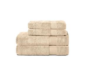 Komfortec Set di 4 asciugamani in 100% cotone, 2 asciugamani da 50 x 100 cm e 2 asciugamani da bagno 70 x 140 cm, spugna, morbidi, sabbia/beige