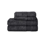 Komfortec Set di 4 asciugamani in 100% cotone, 2 asciugamani da 50 x 100 cm e 2 teli da bagno da 70 x 140 cm, in spugna, morbido, nero