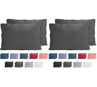 Komfortec Set di 4 federe per cuscino in 100% cotone, 40 x 60 cm, super morbide, 150 g/m², colore antracite