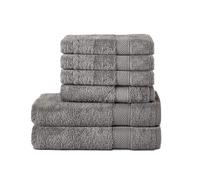 Komfortec Set di 6 asciugamani in 100% cotone, 2 asciugamani da bagno 70 x 140 cm e 4 asciugamani da 50 x 100 cm, in spugna, morbido, grigio antracite
