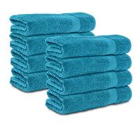 Komfortec Set di 8 asciugamani 50 x 100 cm, 100% spugna di cotone, colore: turchese