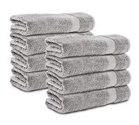 Komfortec Set di 8 Asciugamani 50x100 cm - 100% Cotone - Morbidi e Assorbenti - Asciugamani Viso e Bagno - Argento