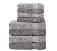Komfortec Set di 8 asciugamani in 100% cotone, 4 teli da bagno 70 x 140 e 4 asciugamani da 50 x 100 cm, spugna, morbido, towel, grande, antracite/argento