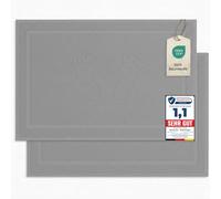Komfortec - Set di 2 Tappetini da Bagno, Tappetini in Spugna per Doccia, Lavabili, Assorbenti e a Rapida Asciugatura - 800 g/m², 100% Cotone, 50x80 cm, Argento
