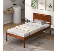 KOMFOTT Struttura letto matrimoniale in legno con testiera, struttura letto in legno massello con supporto a doghe, contenitore sotto il letto, materasso da 40,6 cm, mobili per camera da letto, senza