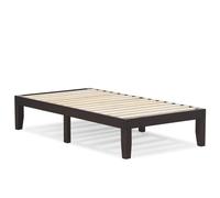 KOMFOTT Struttura per letto matrimoniale con piattaforma in legno massiccio da 35,5 cm, base per materasso in legno massello con telaio in legno di gomma, robusto supporto a doghe in legno di pioppo