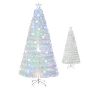 KOMFOTTEU Albero di Natale Artificiale 120/150/180/210 cm, Albero di Natale con Luci LED, Base in Metallo, Christmas Tree Pieghevole in PVC, per Casa, Negozio, Ufficio, Feste, Bianco (XL)