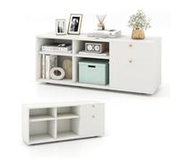 KOMFOTTEU - Armadietto con 4 cubi semi-aperti e 2 cassetti, armadio multifunzionale con piedini regolabili, mobile laterale in legno, 108 x 39 x 50 cm, Bianco