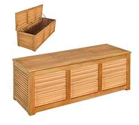 KOMFOTTEU Cassapanca da Giardino, Contenitore Portaoggetti in Legno di Acacia, con Coperchio Antipolvere e Maniglia, 178L, Baula Contenitore Legno da Esterno e da Interno, 120 x 45 x 45cm