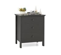 KOMFOTTEU Comodino Camera da Letto con 3 Cassetti, Cassettiera Piccola in Legno, Tavolino da Caffè Elegante per Soggiorno, Ufficio, Studio, 56 x 45 x 66 cm (Nero)