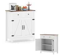 KOMFOTTEU Credenza da Cucina con Ripiano Regolabile a 3 Livelli | Mobile Buffet con 2 Ante e 1 Cassetto, Armadio Dispensa per Sala da Pranzo, Soggiorno, 80 x 40 x 92 cm, Bianco (In 2 Pachhi)
