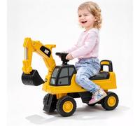KOMFOTTEU Escavatore Cavalcabile per Bambini 1-3 Anni，Modello I | Ruspa Giocattolo con Braccio Girevole, Cabina di Guida, Clacson, Vano Contenitore Nascosto e Kit Antiribaltamento, Max 25kg