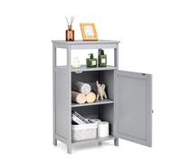 KOMFOTTEU Mobile da Bagno con Ripiano e Armadio a Porta, 45 x 30 x 84 cm, Armadietto da Terra Autoportante in MDF, Armadio d’Archivio per Soggiorno, WC, Camera da Letto, Cucina (Grigio)