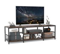 KOMFOTTEU Mobile TV per TV fino a 65", Panca TV con 5 ripiani aperti, Tavolo TV con gambe regolabili, telaio in metallo, stile vintage, 150 x 40 x 45 cm, per soggiorno, camera da letto, ingresso