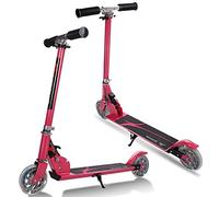 KOMFOTTEU Monopattino Bambini con 2 Ruote LED, Monopattino Bambina Pieghevole in Alluminio con Altezza Regolabile, Crico Massimo di 70 kg, Scooter Portatile per Bambini da 4 Anni+ (Rosa)