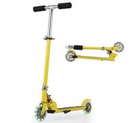 KOMFOTTEU Monopattino Bambini con 2 Ruote LED, Monopattino Bambina Pieghevole in Alluminio con Altezza Regolabile, Crico Massimo di 70 kg, Scooter Portatile per Bambini da 4 Anni+ (Giallo)