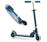 KOMFOTTEU Monopattino per bambini, con 2 ruote a LED e freni, skateboard pieghevole con 3 altezze regolabili, scooter in alluminio con carico 50 kg, per bambini (senza supporto e cinghia, blu)