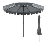 KOMFOTTEU Ombrellone da Giardino Diametro 300 cm, Ombrellone Parasole con Manovella e Balze, Inclinabile a 35°, Ombrellone da Spiaggia con 8 Osse per Esterno da Giardino, Terrazza (Grigio)