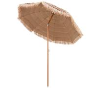KOMFOTTEU Ombrellone hawaiano, φ208 cm, pieghevole a 30°, da balcone, in paglia con protezione solare e 8 costole, per giardino, spiaggia, attività all'aperto, naturale senza Base per Ombrellone