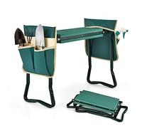 KOMFOTTEU Panca al ginocchio, sgabello da giardino pieghevole con tappetino in schiuma e 2 tasche per attrezzi, panca da giardino per protezione delle ginocchia, 58 cm x 28 cm x 13/49 cm, per lavori