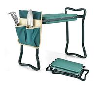 KOMFOTTEU Panca al ginocchio, sgabello da giardino pieghevole con tappetino in schiuma e 2 tasche per attrezzi, panca da giardino per protezione delle ginocchia, 58 cm x 28 cm x 13/49 cm, per lavori