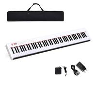 KOMFOTTEU Pianoforte Digitale 88 Tasti Multifunzionale, Tastiera Elettronica con Funzione Bluetooth, Pianola Semi-Pesato per Principianti con Pedale di Sustain, 127 x 21,5 x 6,5 cm (Bianco)