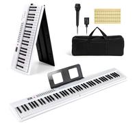 KOMFOTTEU Pianoforte Digitale 88 Tasti Pieghevole, con MIDI Wireless, Altoparlanti Doppii, 1000 Timbri E Ritmi, Tastiera Elettronica Semi-Pesato, Pianola Facile da Trasportare con Borsa (Bianco)
