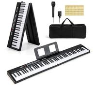 KOMFOTTEU Pianoforte Digitale 88 Tasti Pieghevole, con MIDI Wireless, Altoparlanti Doppii, 1000 Timbri E Ritmi, Tastiera Elettronica Semi-Pesato, Pianola Facile da Trasportare con Borsa (Nero)