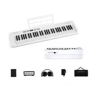 KOMFOTTEU Pianoforte digitale pieghevole, 61 tasti, cuffie, pedale, leggio