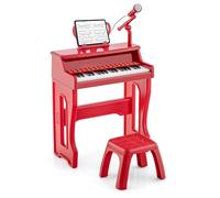 KOMFOTTEU Pianola Bambini Musicale Tastiera, Tastiera Digitale a 37 Tasti, Mini Tastiera per Bambini con Effetti Luminosi e Microfono, Strumenti Musicali con Sgabello, 22 Battiti/8 Toni/8 Ritmi, Rosso