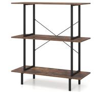 KOMFOTTEU Scaffale Libreria a 3 Livelli, Libreria in Legno Industriale con Ripiani Aperti e Struttura in Metallo, Scaffalatura Indipendente per Soggiorno, Studio e Camera da Letto, 80 x 30 x 86 cm