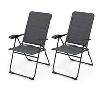 KOMFOTTEU Set di 2 sedie da giardino pieghevoli con schienale regolabile, sedia da esterno, carico di 150 kg, per terrazza, balcone, spiaggia, feste, 52,5 x 71 x 101 cm (grigio)