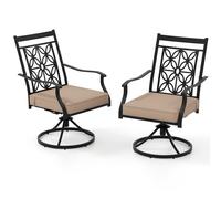 KOMFOTTEU Set di 2 Sedie Girevoli a 360°, Sedia con Braccioli Curvi e Cuscini, Sedie da Giardino in Metallo e Tessuto Textilene, Poltrona da Esterno Portato fino a150 kg, per Patio, Balcone, Bistrot