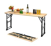 KOMFOTTEU Tavolo da birra da esterno, regolabile in altezza da 75 cm a 105 cm, tavolo da bar da giardino pieghevole, tavolo da picnic con foro per ombrellone, 168,5 x 50 cm (lunghezza x larghezza),