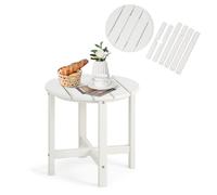 KOMFOTTEU Tavolo da giardino piccolo in HDPE, tavolino fino a 150 kg, tavolo laterale da balcone, resistente alle intemperie, per giardino, terrazza, patio (rotondo, bianco)