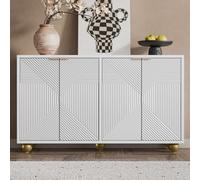 KOMHTOM Credenza da Sala da Pranzo a 4 Porte Mobili da Corridoio, Mobili da Sala da Pranzo con Pareti Regolabile Mobili Soggiorno Moderni (B, Bianco)