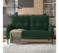 KOMHTOM Divano a 2 posti in velluto a coste con schienale alto comodo, 4 tasche e gambe in metallo, moderno divano angolare per soggiorno, camera da letto e ufficio (Verde-2)