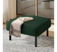 KOMHTOM Divano a 3 posti in velluto a coste con schienale alto comodo, 4 tasche e gambe in metallo, moderno divano angolare per soggiorno, camera da letto e ufficio (verde - Poggiapiedi)