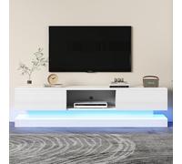KOMHTOM Mobile TV bianco lucido con deposito, mobile TV 160 cm Lunghezza tavolo Television Soggiorno con 2 cassetti, mobili da salotto (bianco, 160 x 35 x 40,5 cm)